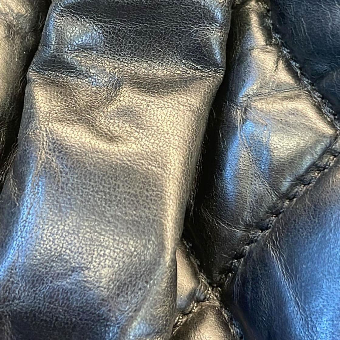 CHANEL Distressed Vintage Ligne Braid Calfskin Leather Tote Bag Black