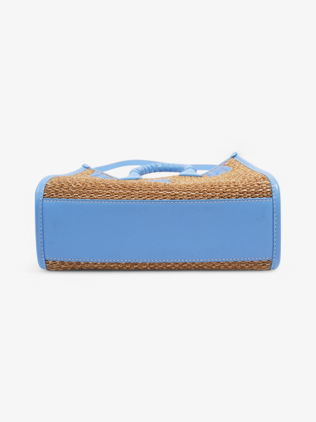 Burberry Mini Freya Tote Beige / Blue Raffia