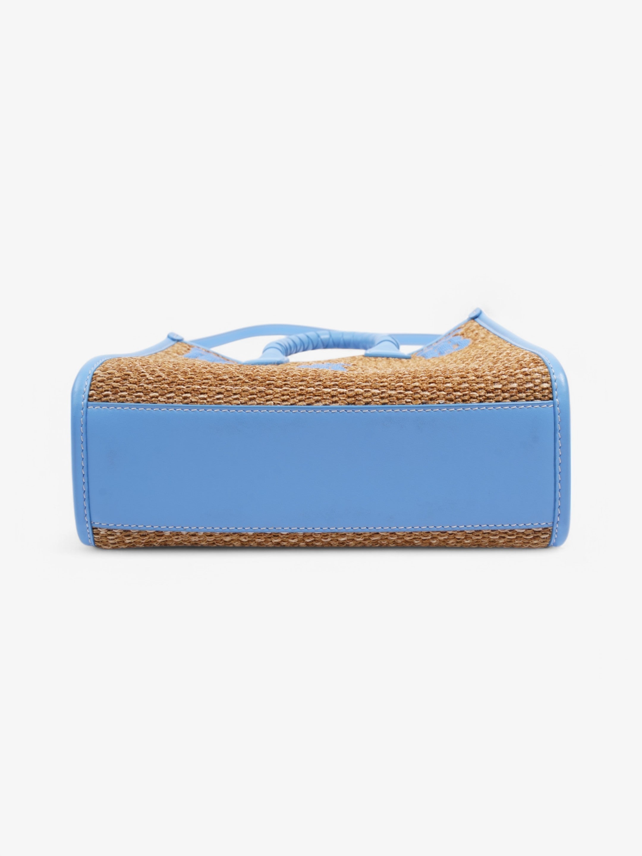 Burberry Mini Freya Tote Beige / Blue Raffia