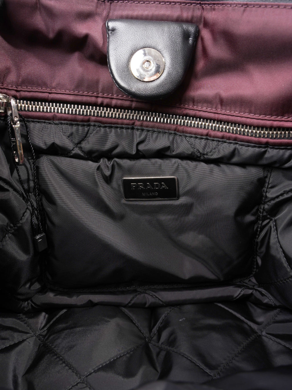 Prada Puffer Tote Burgundy Re Nylon