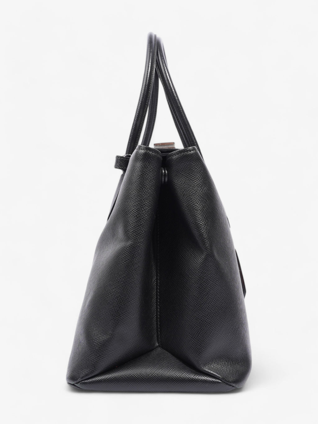 Prada Turnlock Twin Tote Black Saffiano Leather