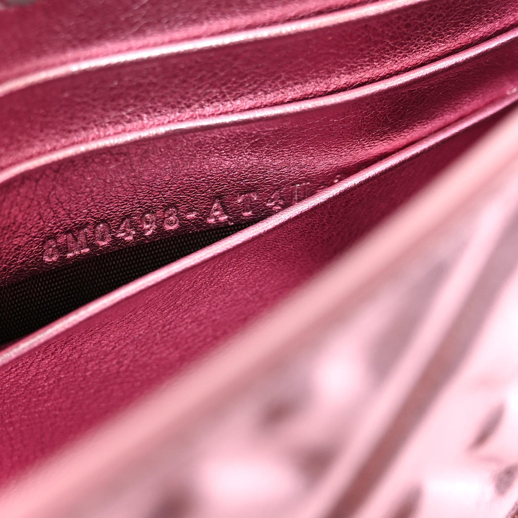 Metallic Nappa Matisse FF Embossed Wallet On Chain Rosa