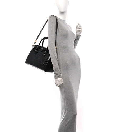Calfskin Crocodile Embossed Small Antigona Black