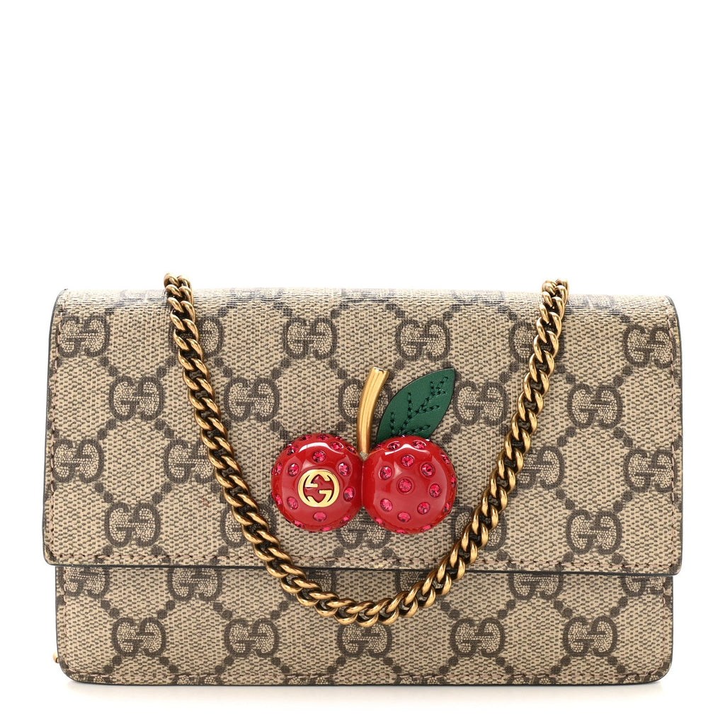 GG Supreme Monogram Mini Cherry Chain Bag