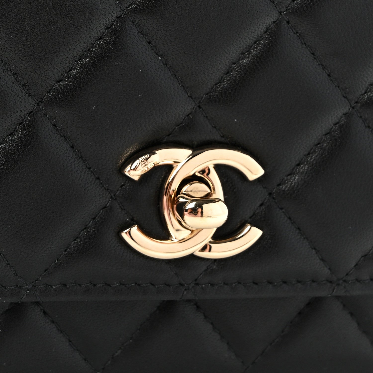 Lambskin Quilted Trendy CC Wallet On Chain WOC Black