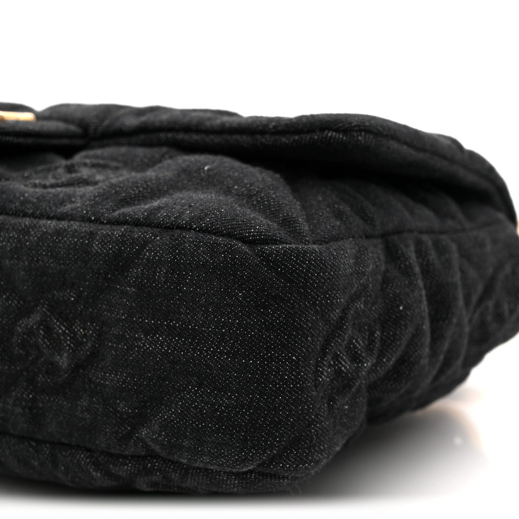 Denim Quilted Medium Funky Town Flap Black