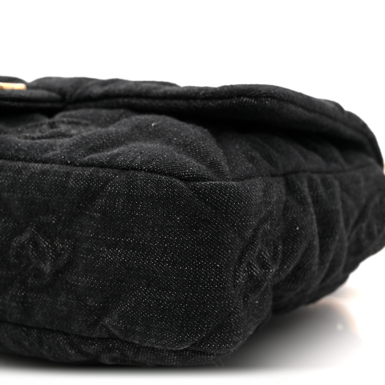 Denim Quilted Medium Funky Town Flap Black