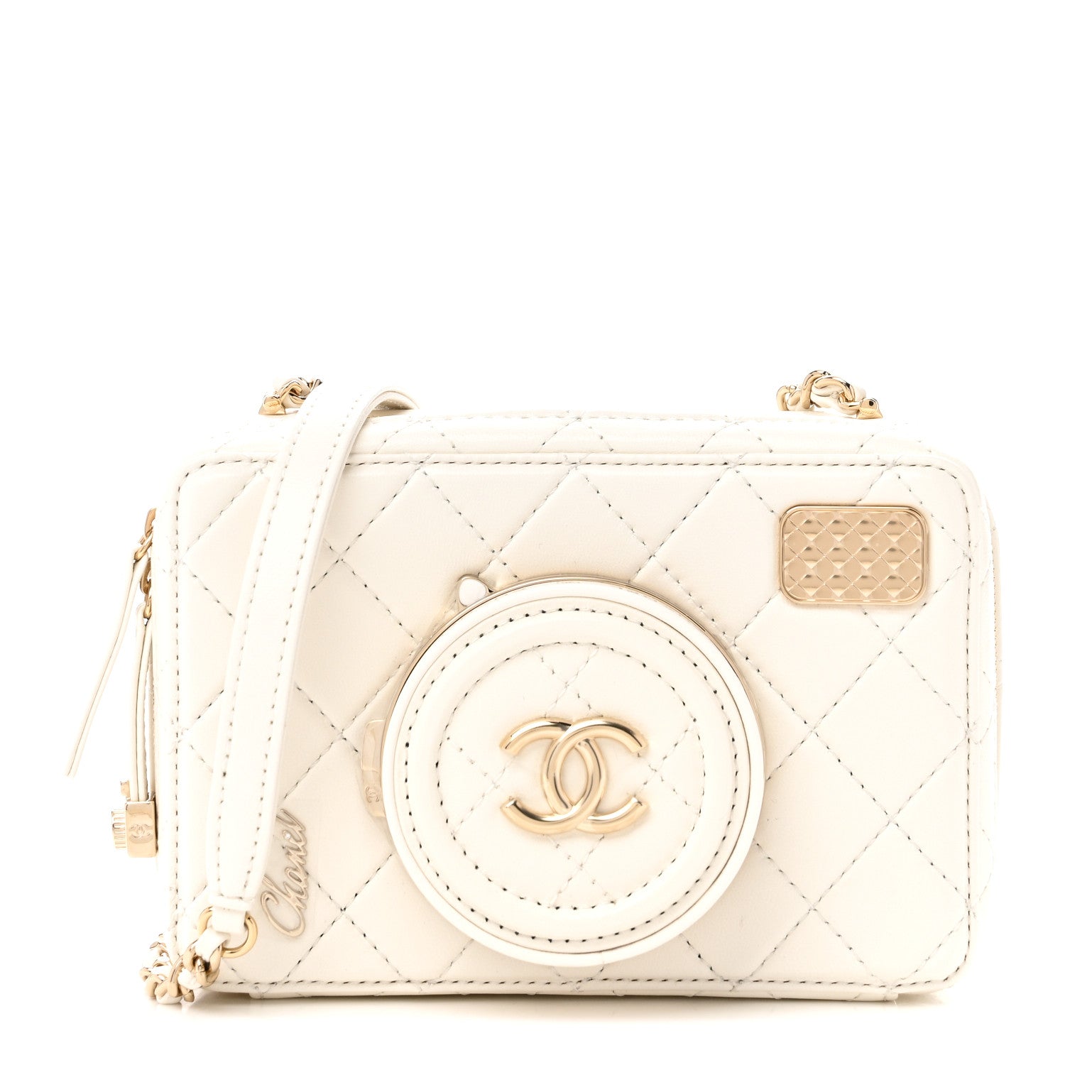 Lambskin Quilted Coco Click Bag White