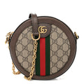 GG Supreme Monogram Web Mini Ophidia Round Shoulder Bag Brown