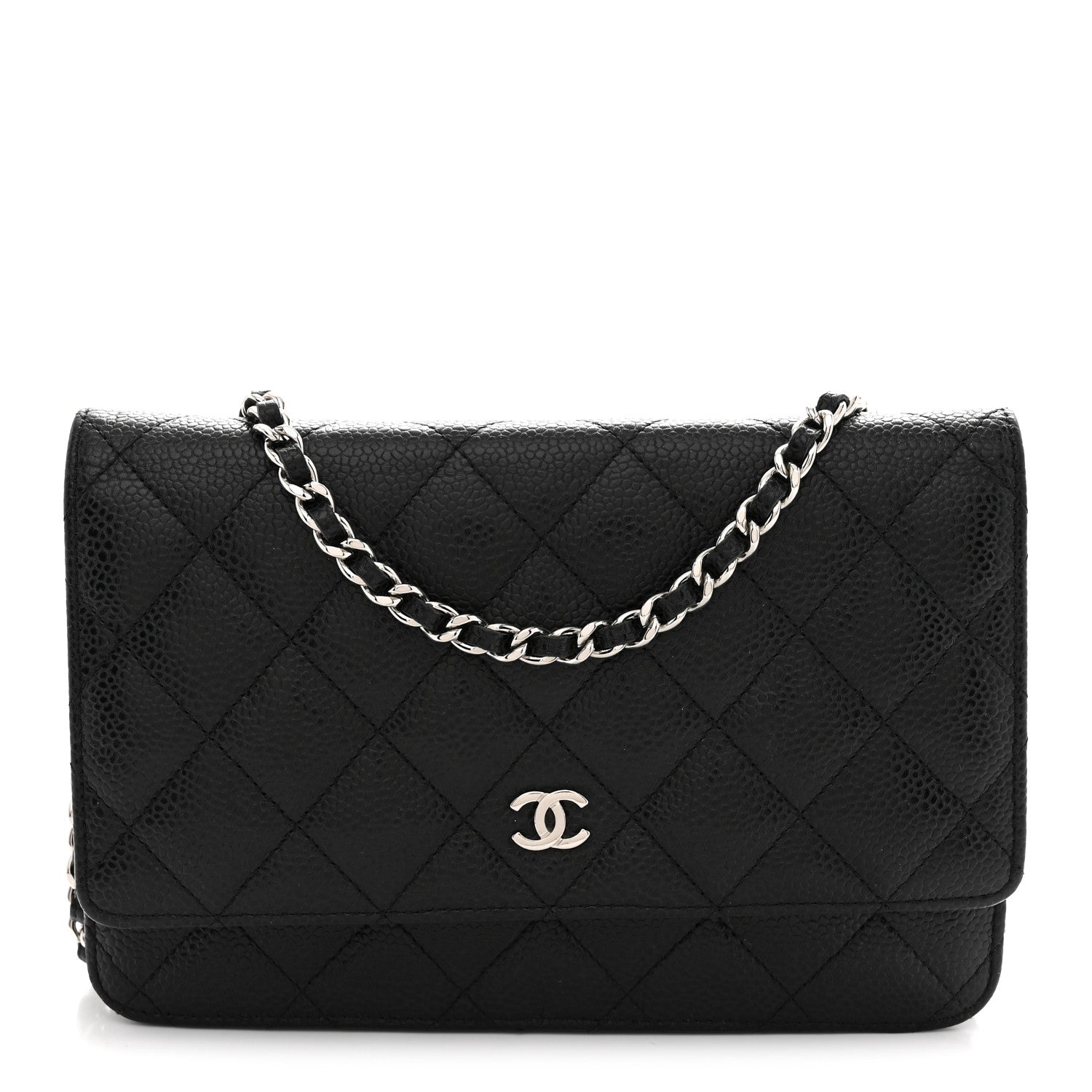 Caviar Quilted Wallet on Chain WOC Black