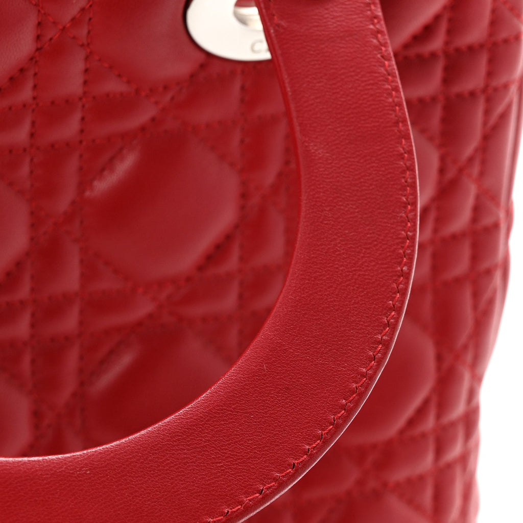 Lambskin Cannage Medium Lady Dior Red