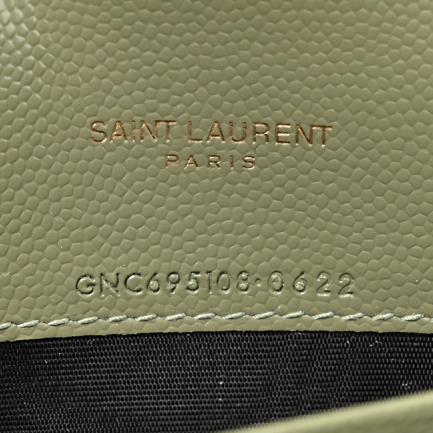 Grain De Poudre Matelasse Chevron Monogram Envelope Chain Wallet Light Sage