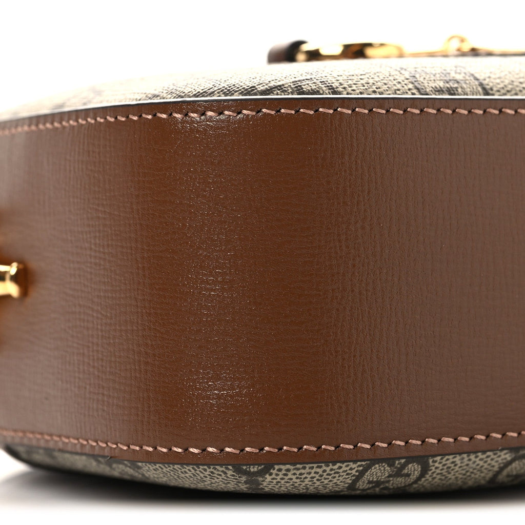 GG Supreme Monogram Mini Horsebit 1955 Camera Shoulder Bag Beige Brown Sugar