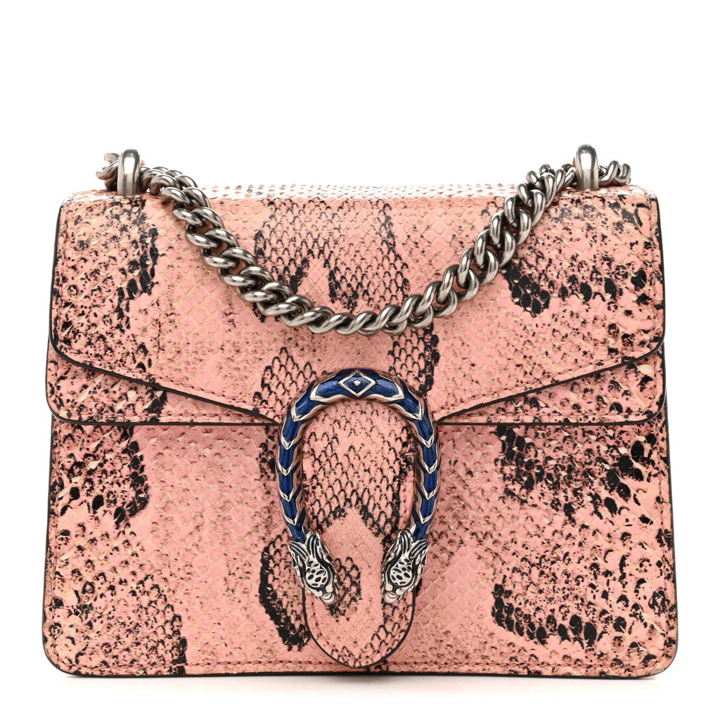 Snakeskin Enamel Mini Dionysus Shoulder Bag Pastel Pink