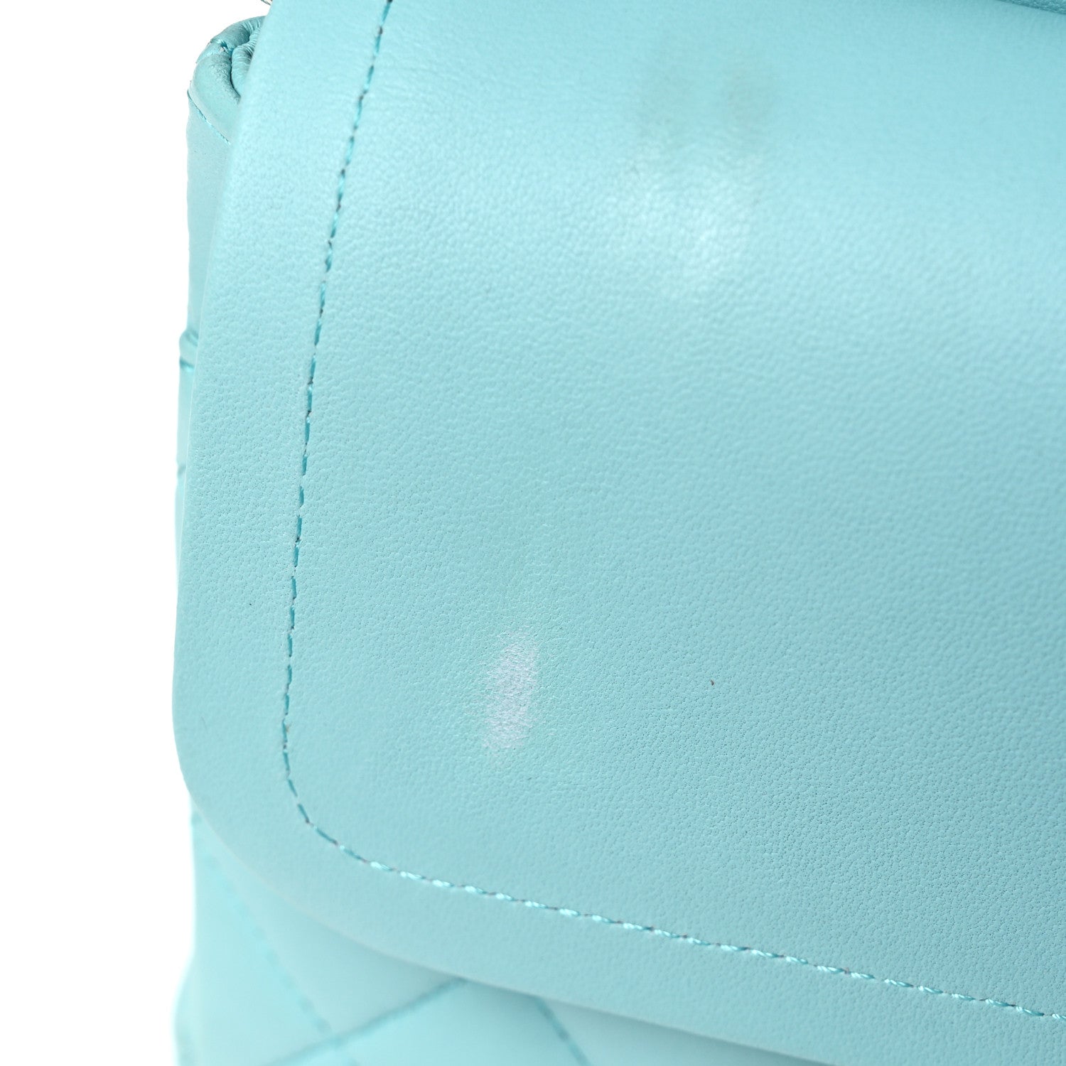 Lambskin Quilted Medium Double Flap Light Blue