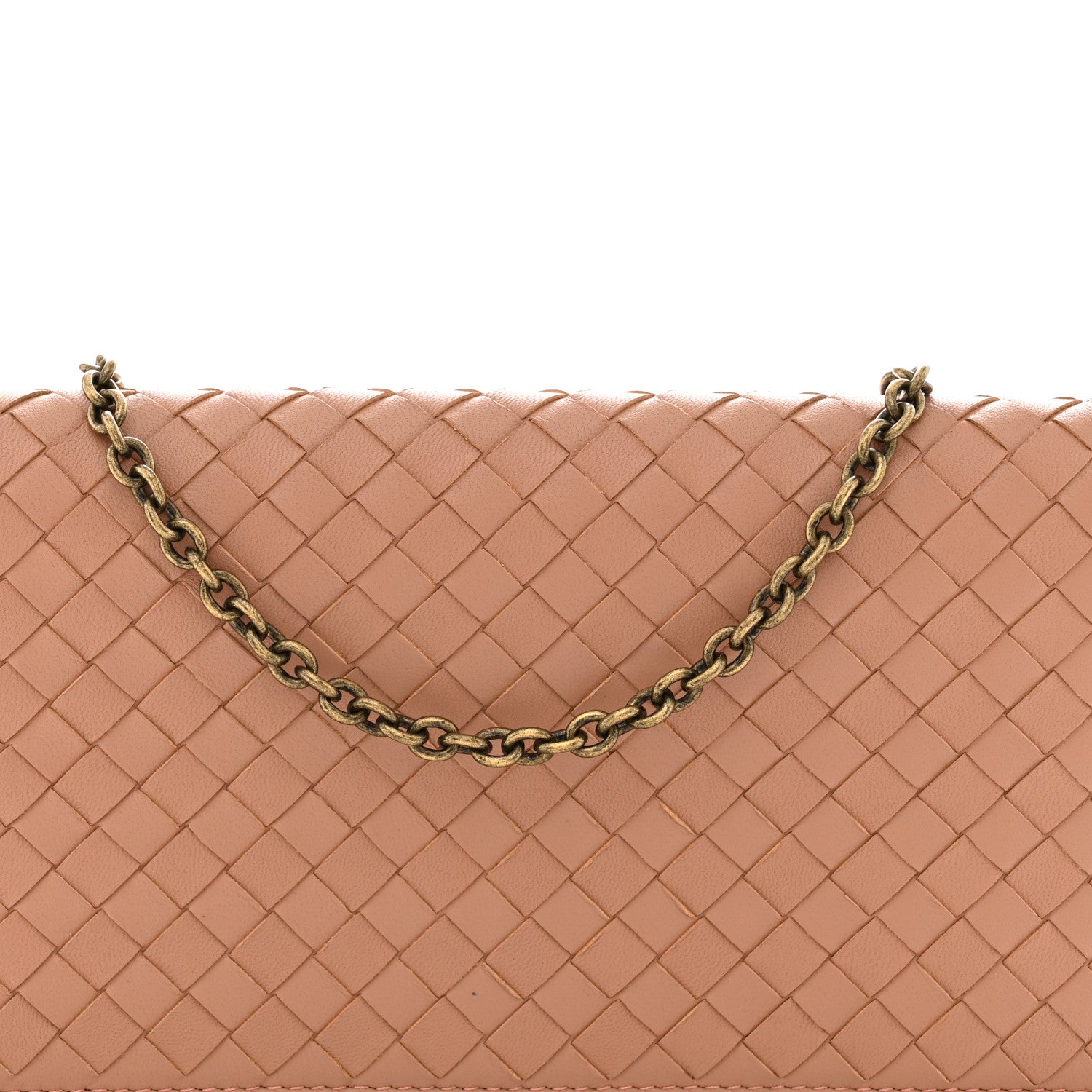 Nappa Intrecciato Continental Wallet on Chain Dusty Rose