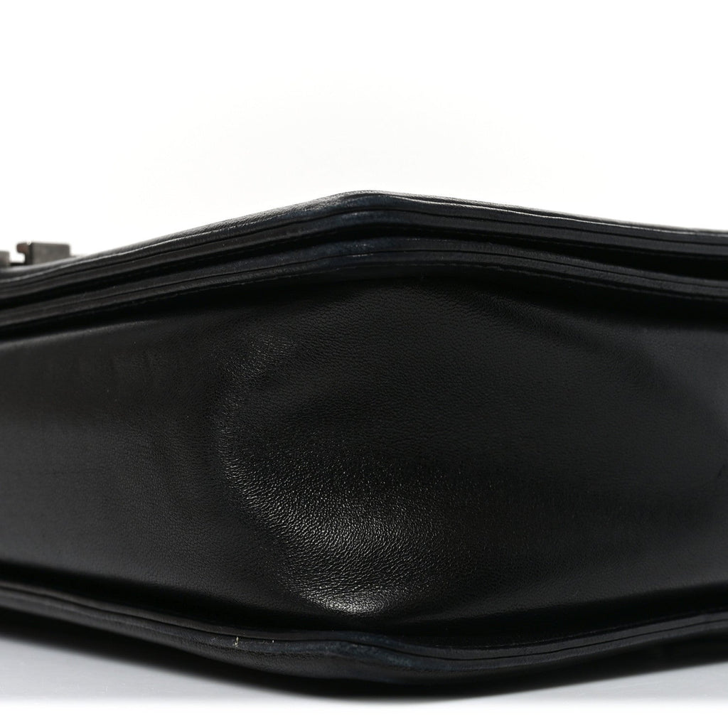 Lambskin Quilted Large Boy Flap Black