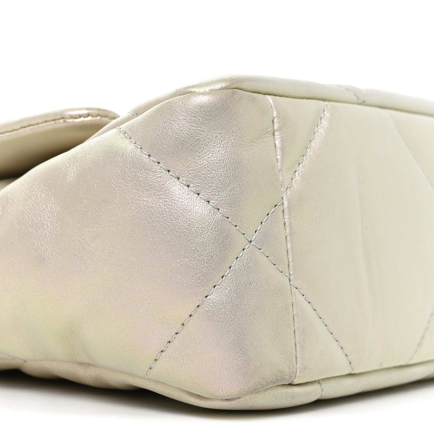 Iridescent Calfskin Quilted Medium Chanel 19 Flap White