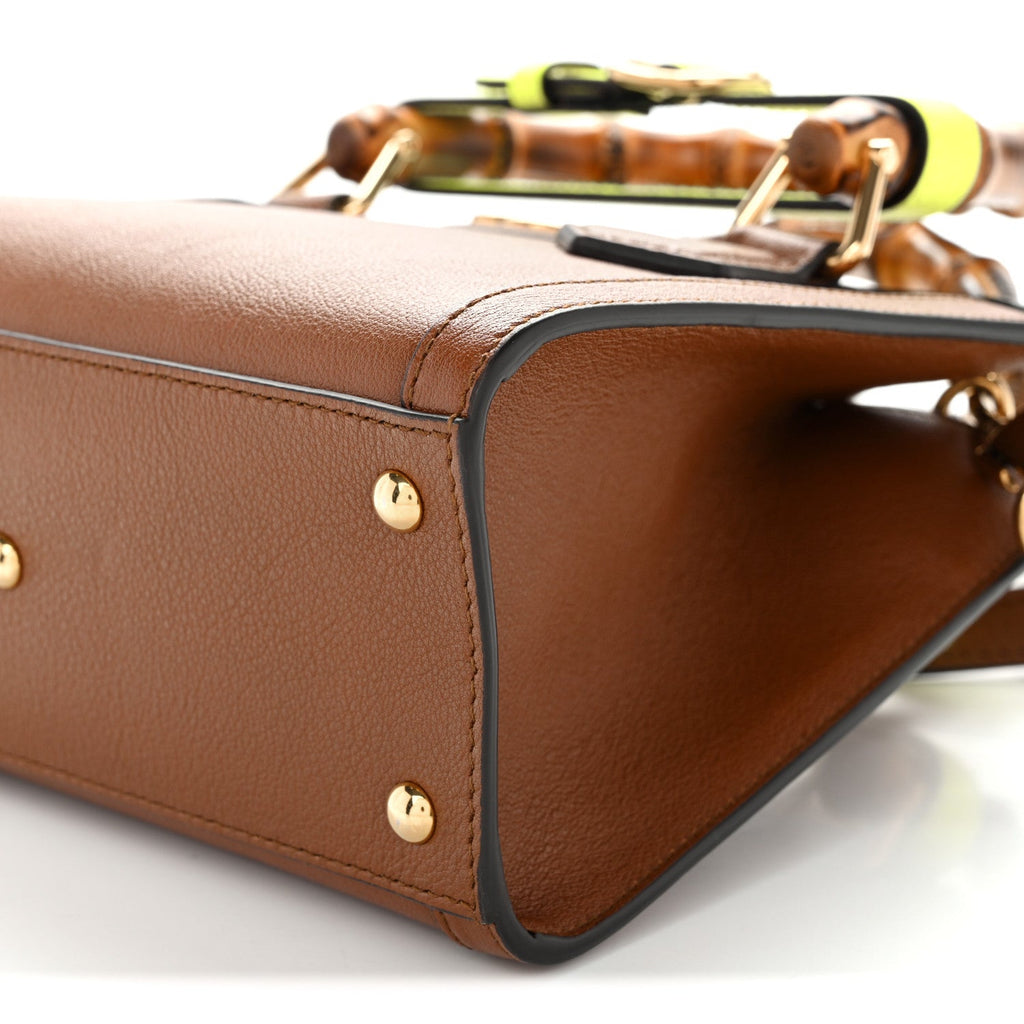 Wonka Grain Calfskin Mini Diana Tote Bag Cuir Yellow Fluo