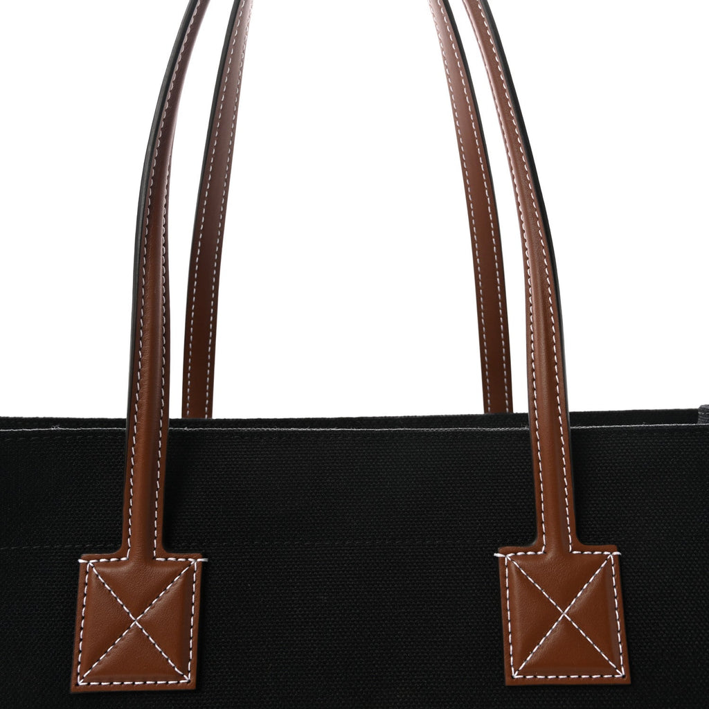 Canvas Smooth Calfskin Medium Two Tone Freya Tote Black Tan