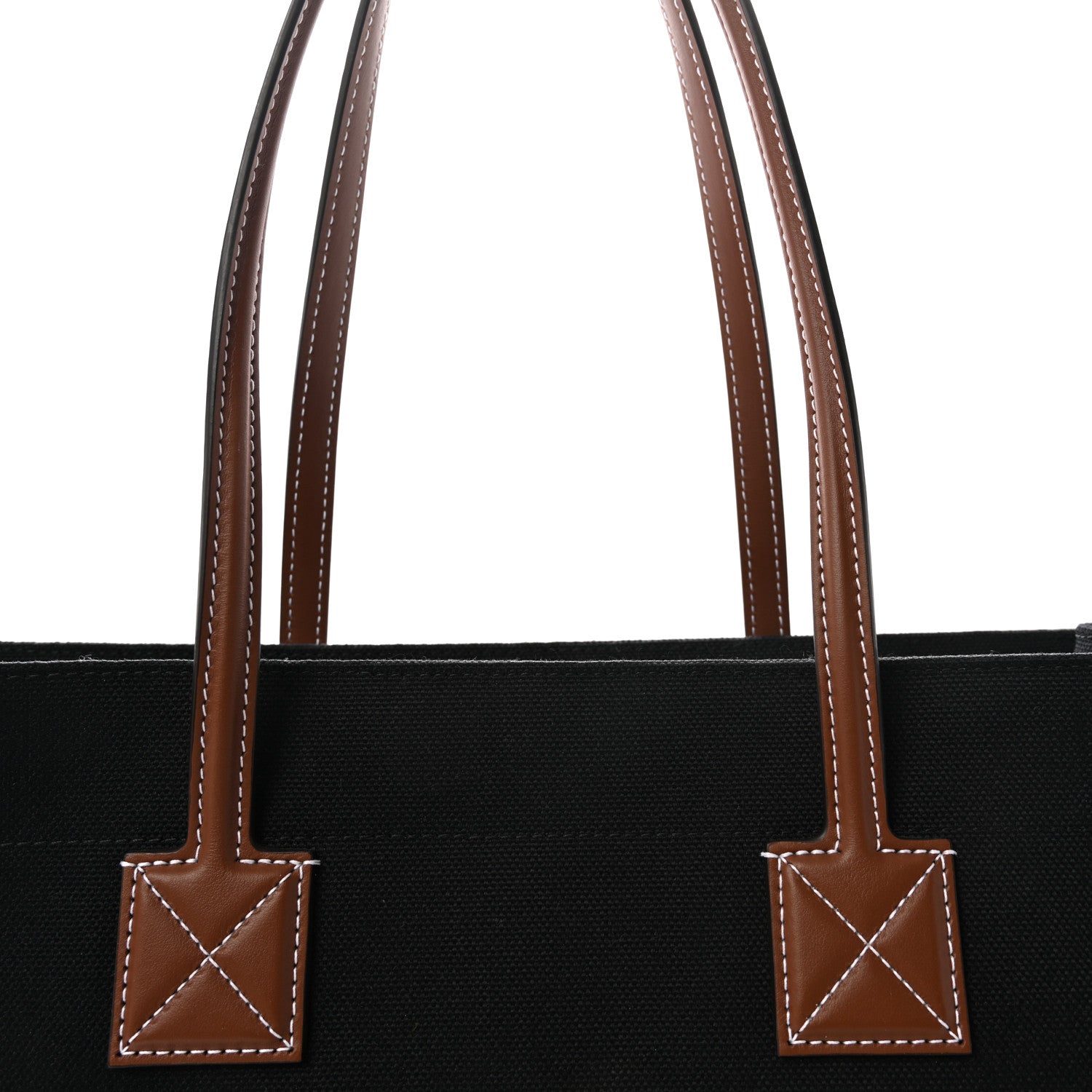 Canvas Smooth Calfskin Medium Two Tone Freya Tote Black Tan