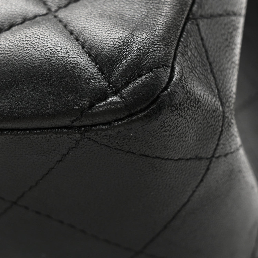 Lambskin Quilted Jumbo Single Flap Black
