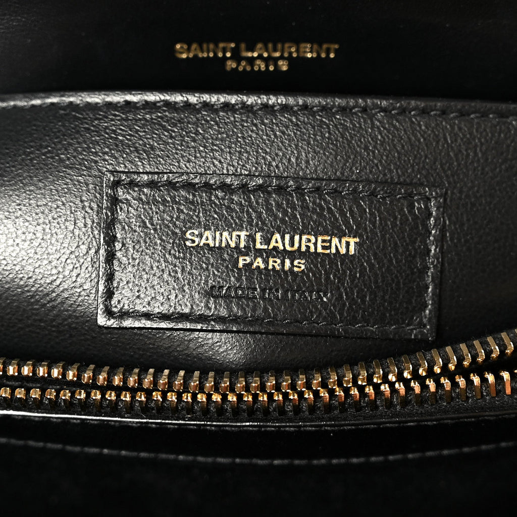 Calfskin Y Quilted Monogram Small Loulou Chain Satchel Black