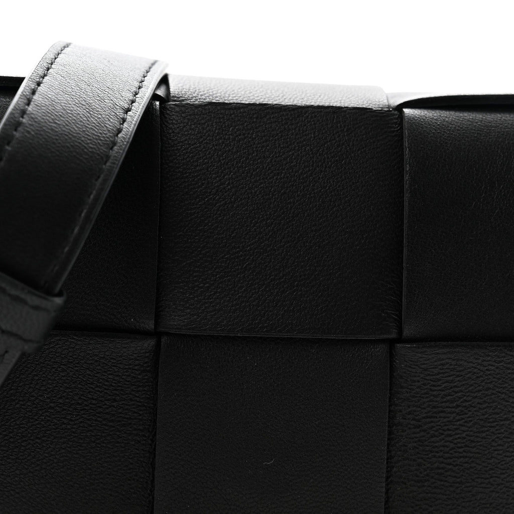Lambskin Maxi Intrecciato Extra Mini Cassette Crossbody Bag Black