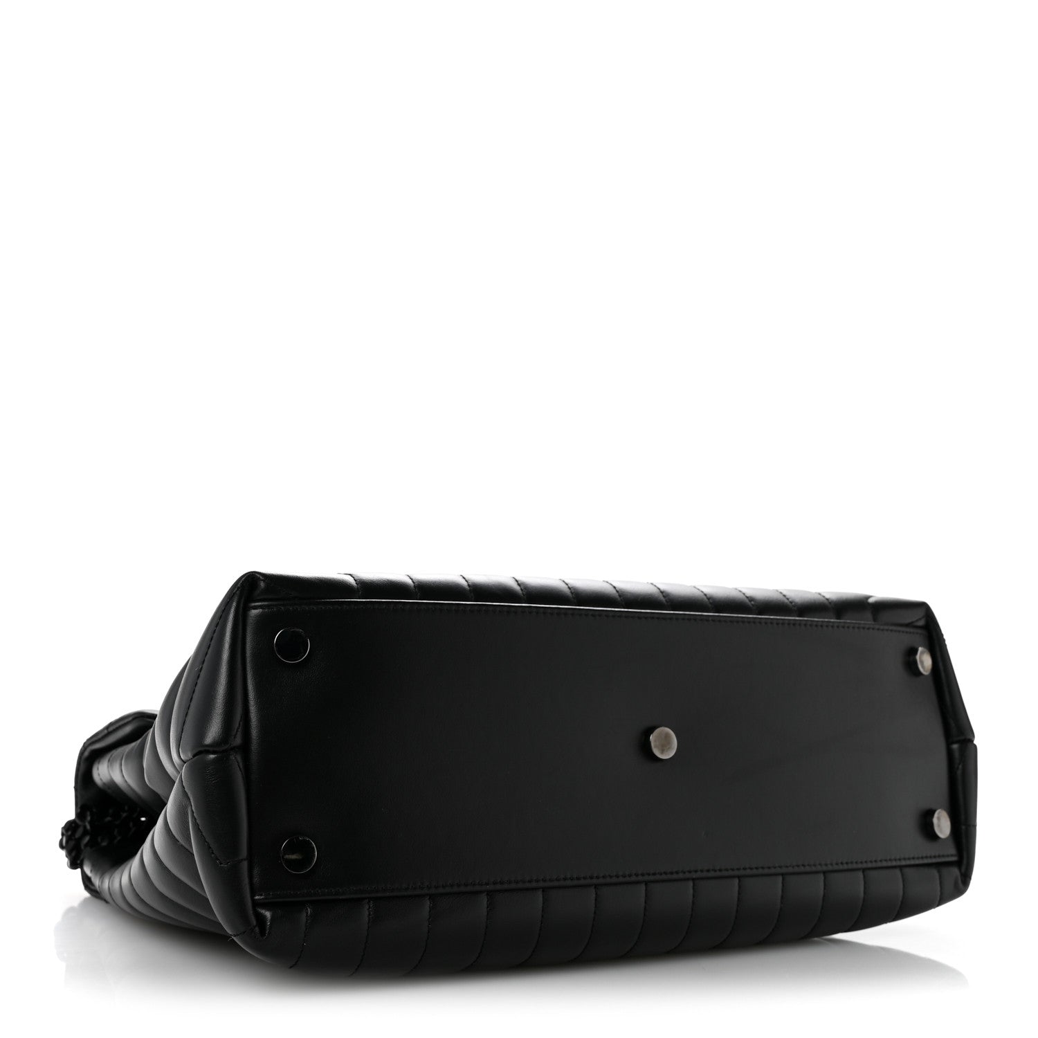 Calfskin Y Quilted Monogram Monochrome Large Loulou Chain Satchel Black
