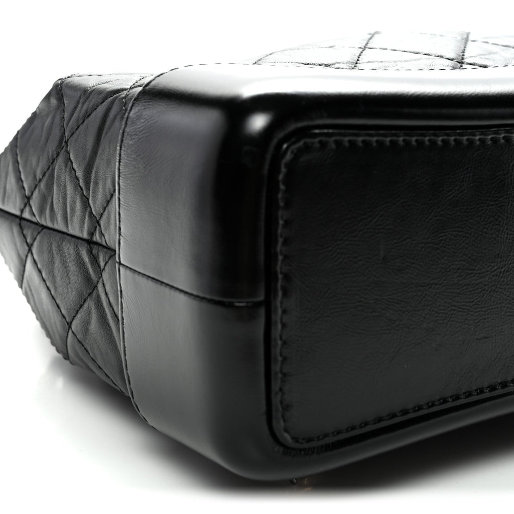 Aged Calfskin Quilted Small Gabrielle Backpack Black