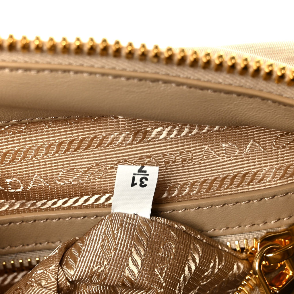 Re-Nylon Saffiano Medium Re-Edition 1978 Two Handle Bag Cammello