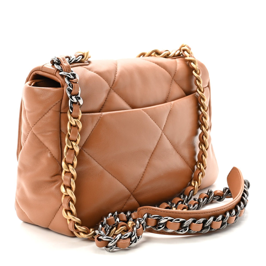 Lambskin Quilted Medium Chanel 19 Flap Brown