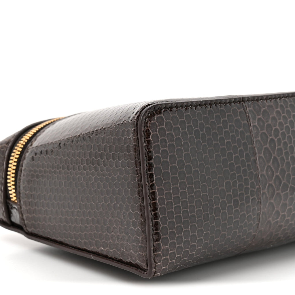 Water Snakeskin L19 Extra Pocket Pouch Dark Chocolate Licorice