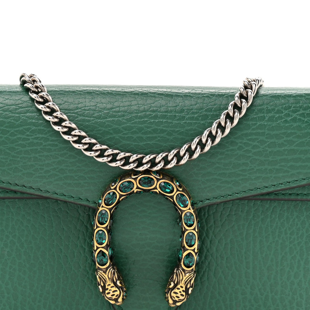 Dollar Calfskin Crystal Super Mini Dionysus Shoulder Bag Emerald
