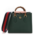 Textured Dollar Calfskin Web Diana Tote Bag Vintage Green Powder Pink