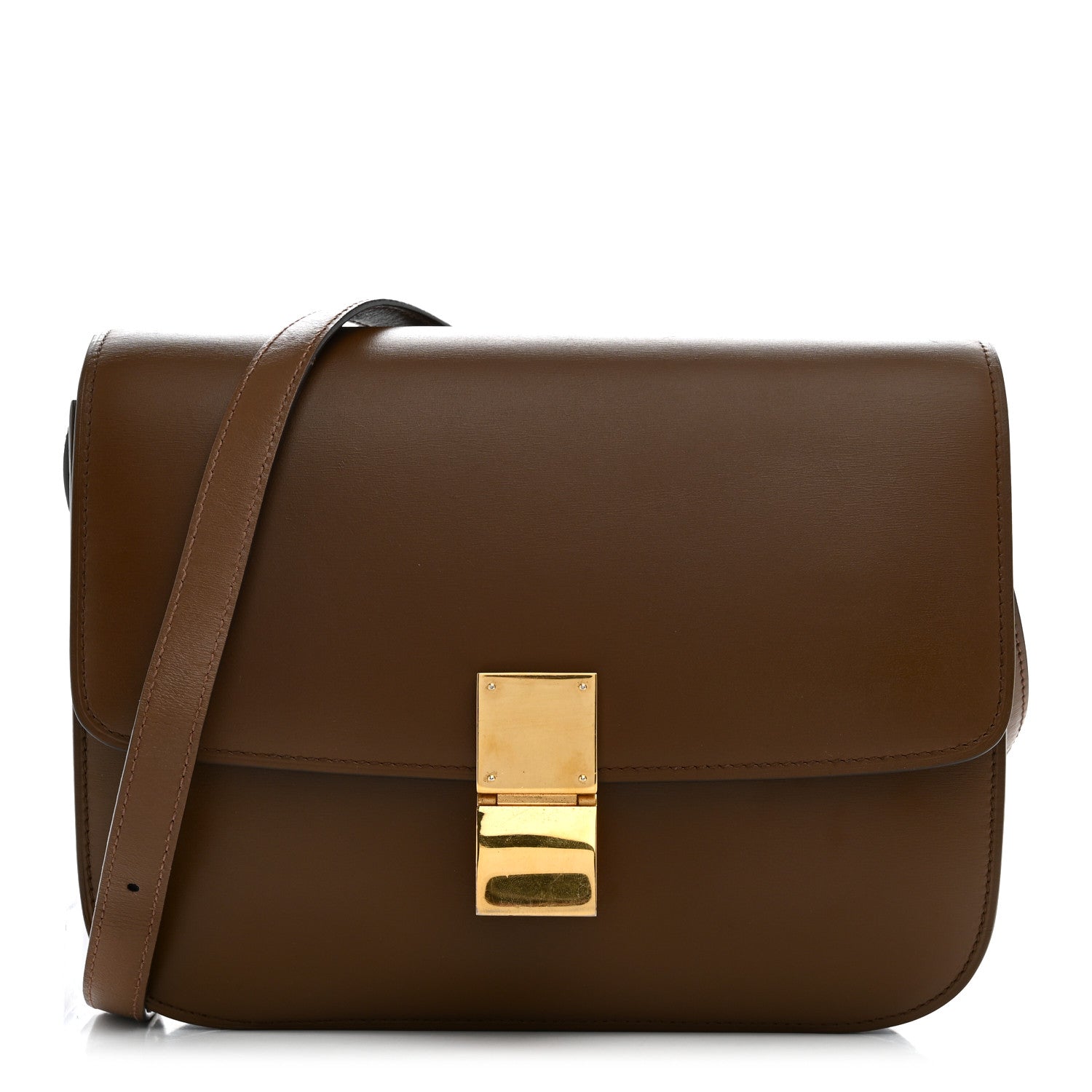 Box Calfskin Medium Classic Box Flap Bag Camel