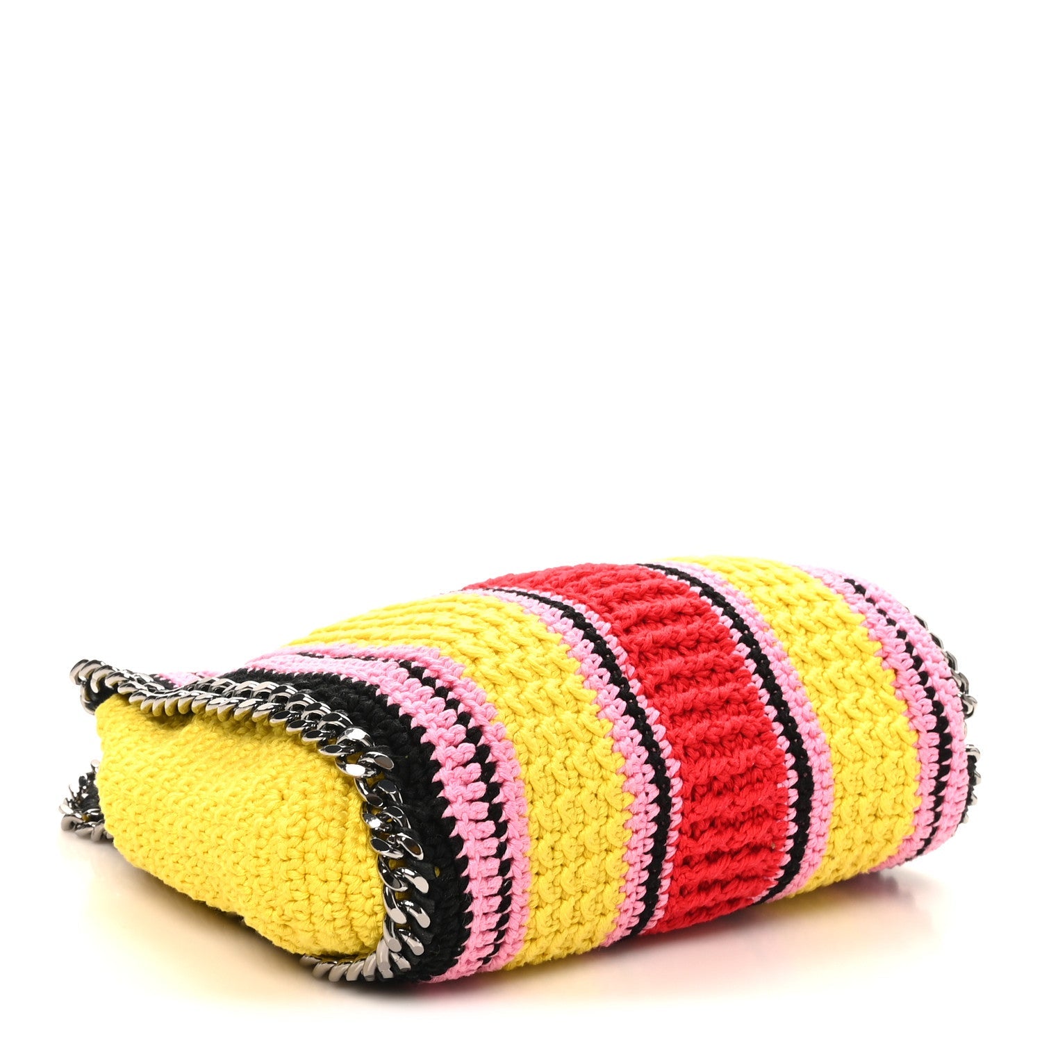 Cotton Crochet Striped Mini Falabella Tote Pink Multicolor