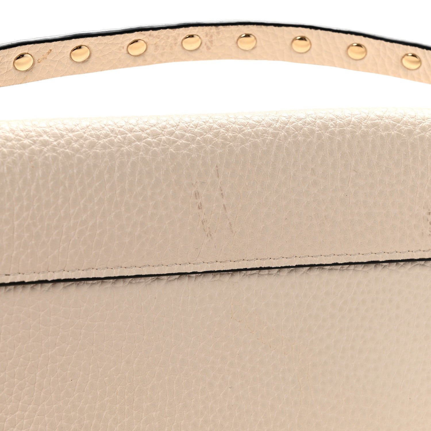 Grainy Calfskin Rockstud Crossbody Pouch Light Ivory