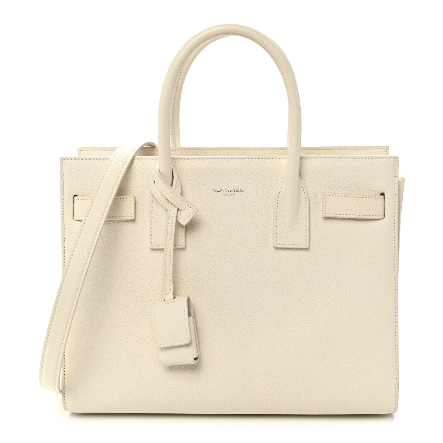Grained Calfskin Baby Sac De Jour White
