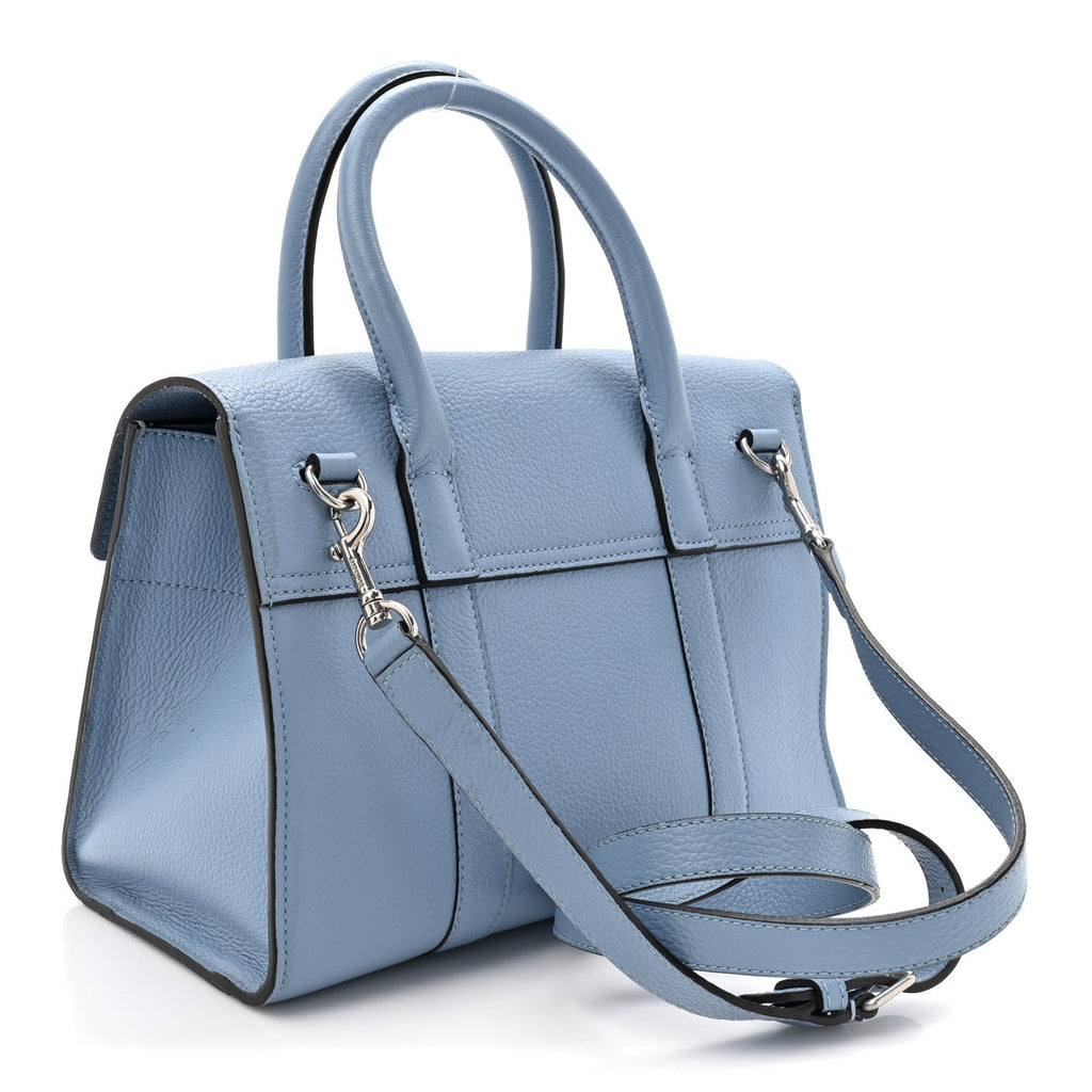 Classic Grain Calfskin Small Bayswater Porcelain Blue
