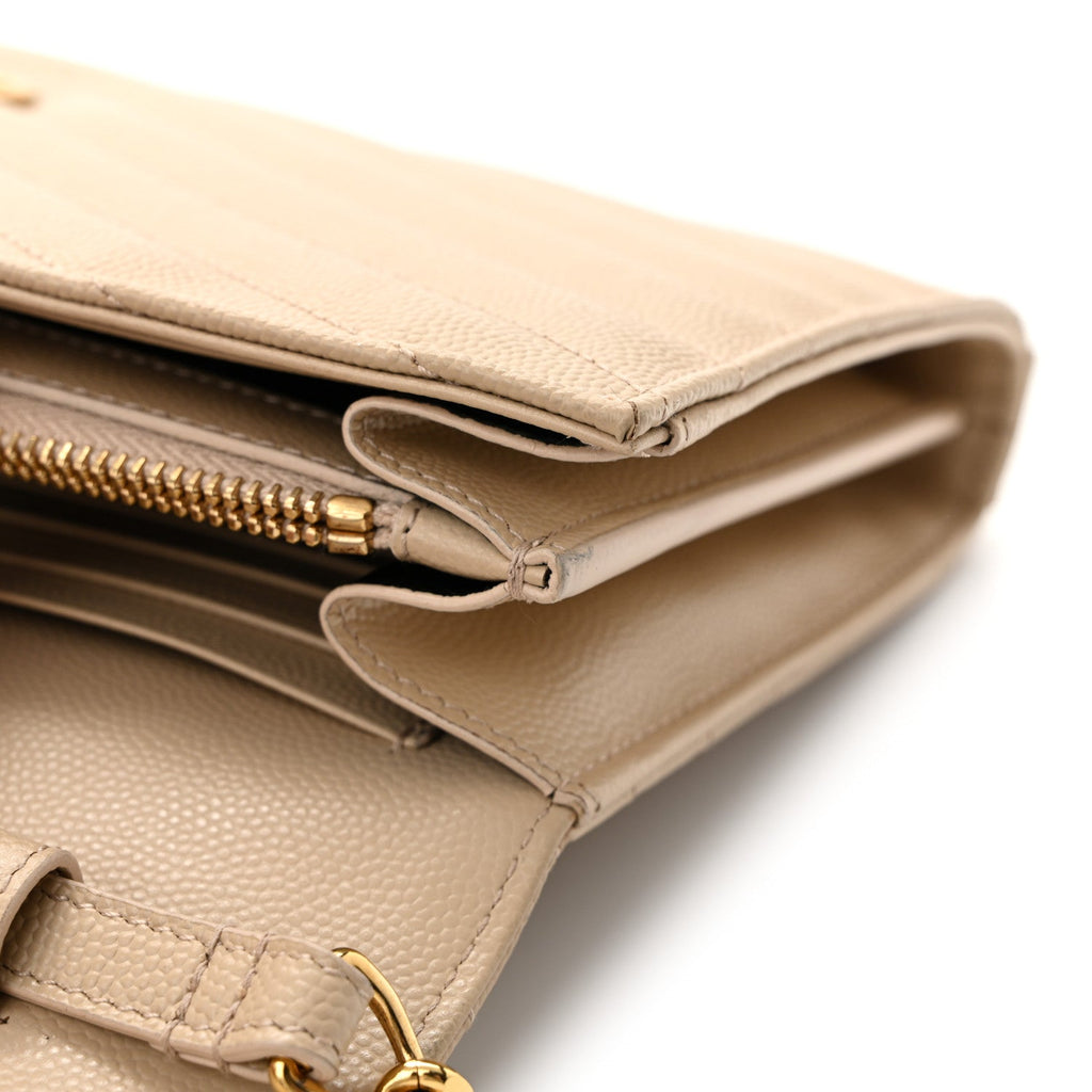 Grain De Poudre Matelasse Chevron Monogram Chain Wallet Dark Beige