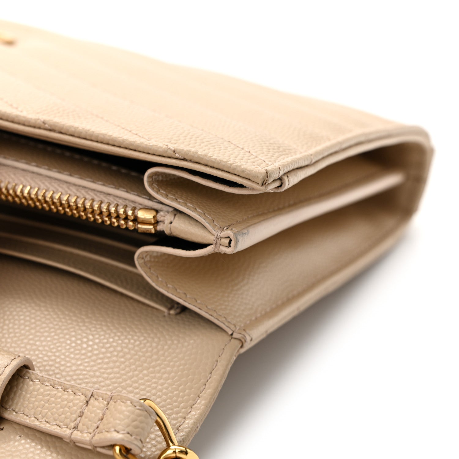 Grain De Poudre Matelasse Chevron Monogram Chain Wallet Dark Beige