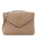 Calfskin Y Quilted Monogram Medium Loulou Chain Satchel Dark Beige
