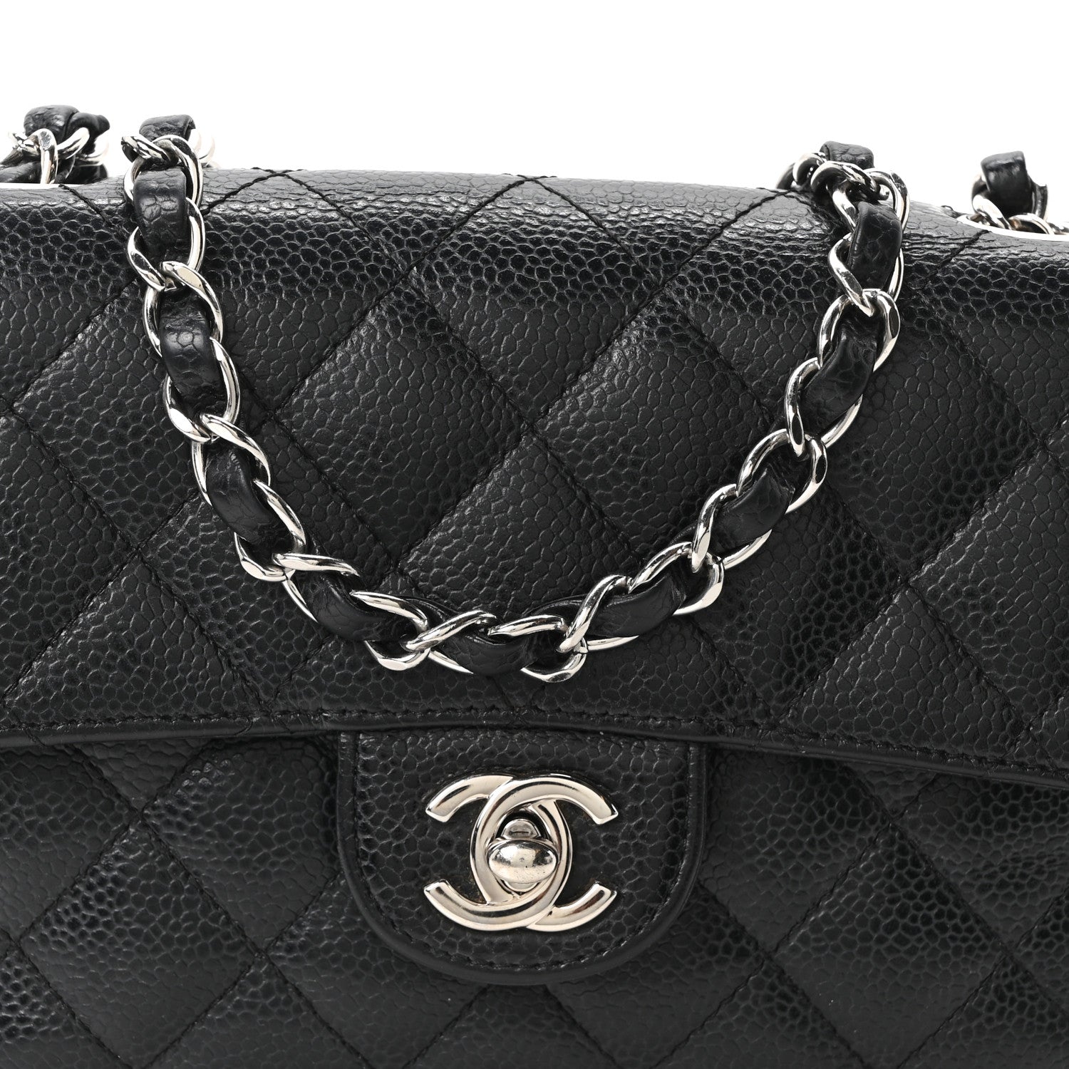 Caviar Quilted Mini Square Flap Black