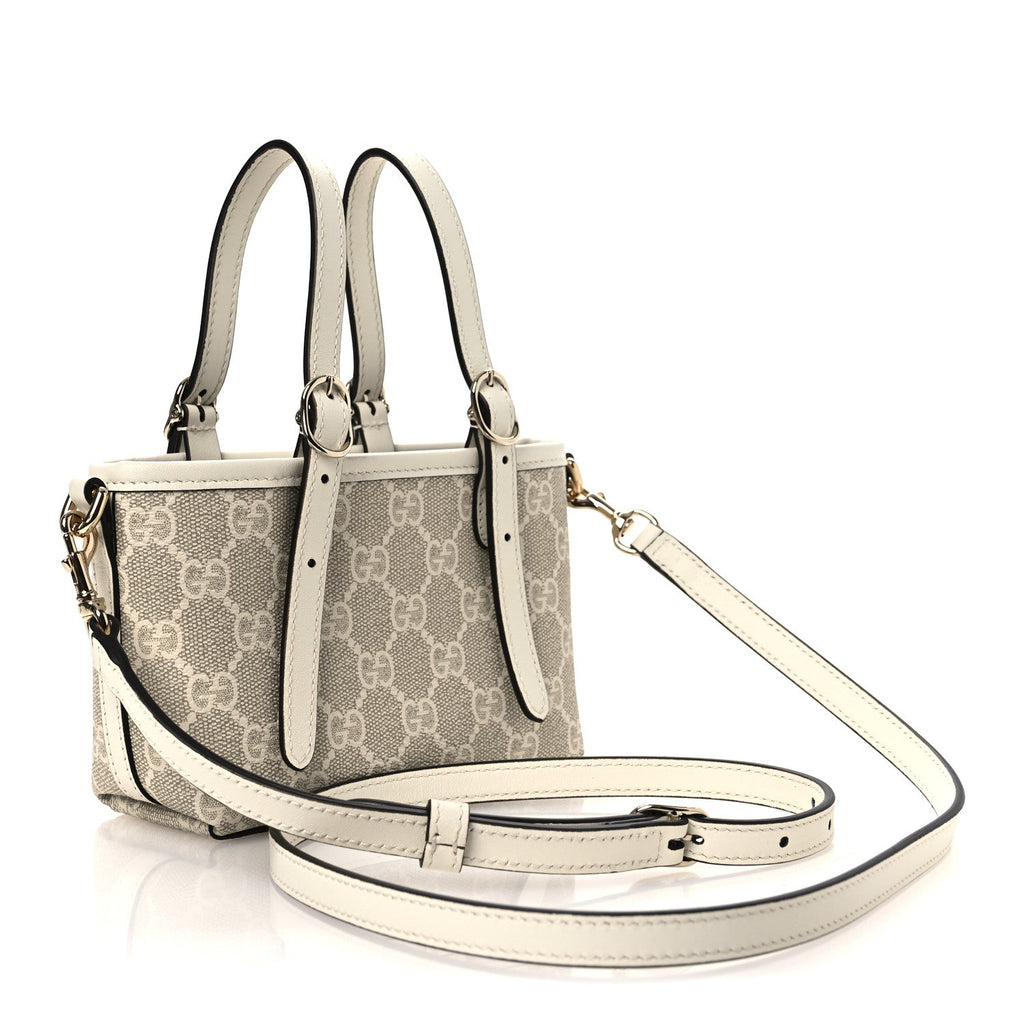 GG Supreme Monogram Emblem Mini Bag Beige Mystic White