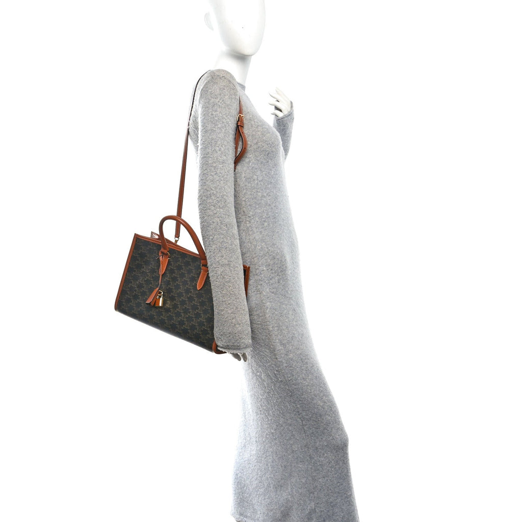 Triomphe Canvas Calfskin Mini Horizontal Cabas Tan
