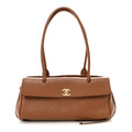 Grained Calfskin Stitched Urban Essentials Small Shopping Bag Camel