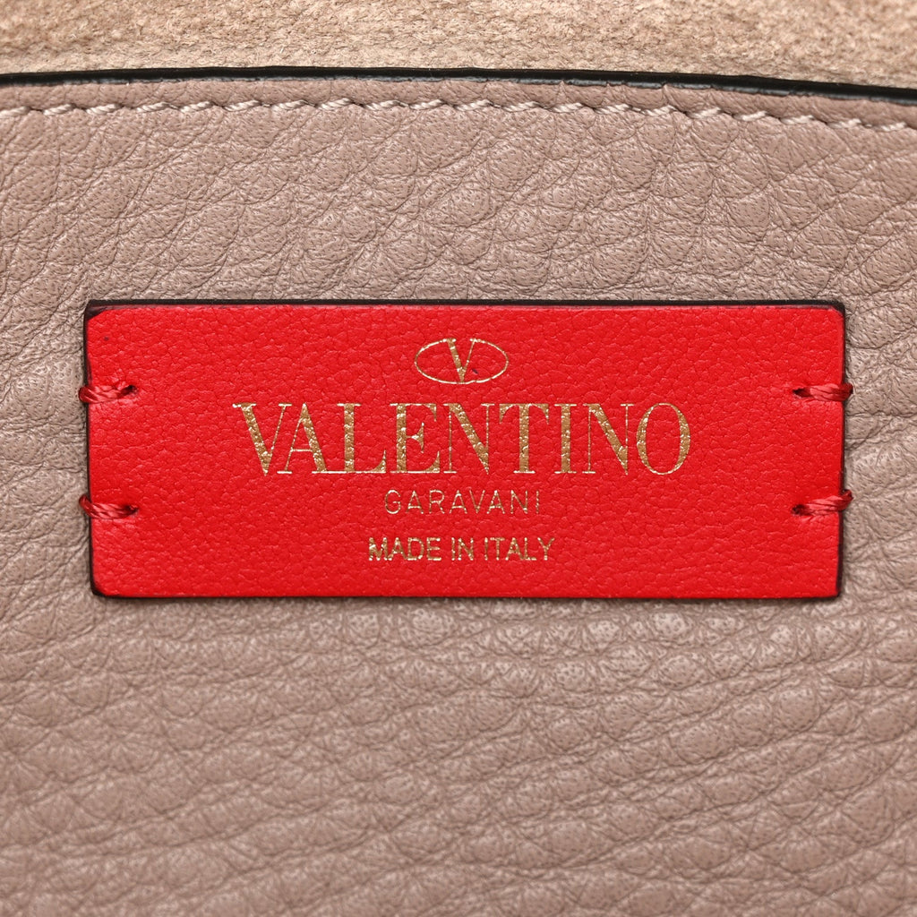 Grainy Calfskin Rockstud Double Flap Crossbody Bag Poudre