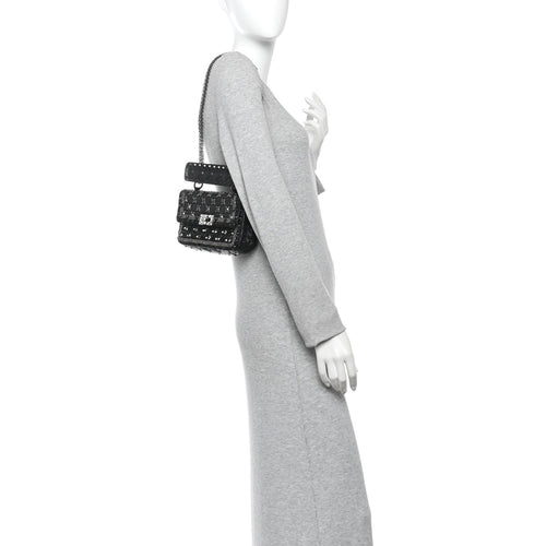 Beaded Small Rockstud Spike It Shoulder Bag Black