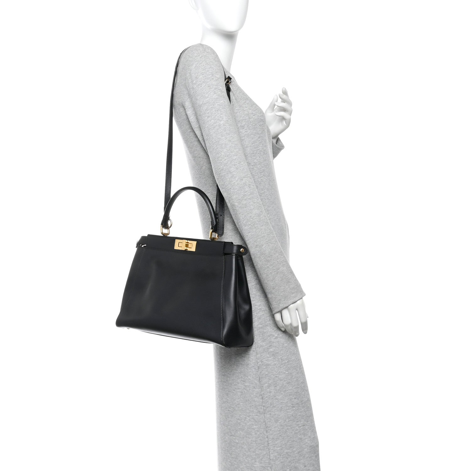 Vitello Morgan Fabric Jacquard Pequin Medium Peekaboo Iconic Satchel Black Tobacco